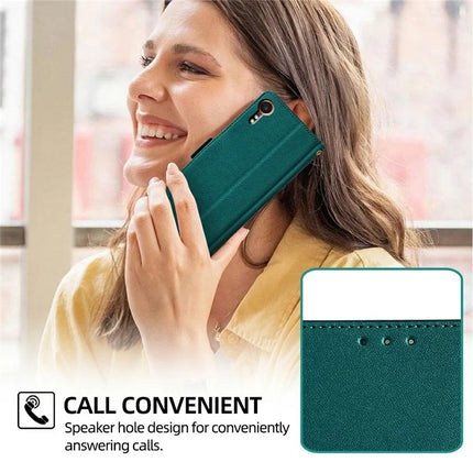 For iPhone 15 Pro Max Leather Wallet Case RFID Blocking Stand Cover with Hand Strap