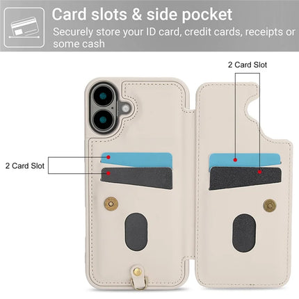 SY-001 For iPhone 16 Plus Case Card Slots Leather Coated TPU Flower Phone Cover