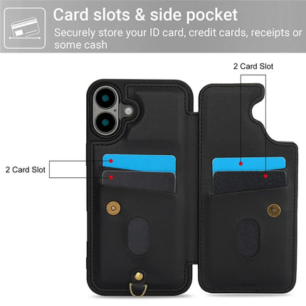 SY-001 For iPhone 16 Plus Case Card Slots Leather Coated TPU Flower Phone Cover