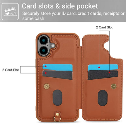SY-001 For iPhone 16 Plus Case Card Slots Leather Coated TPU Flower Phone Cover
