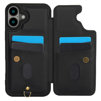 SY-001 For iPhone 16 Case Card Slots Leather Coated TPU Flower Phone Cover