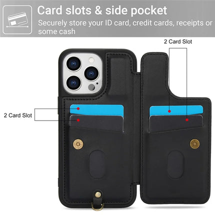 SY-001 For iPhone 16 Pro Max Case Card Slots Leather Coated TPU Flower Phone Cover