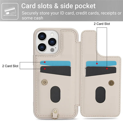 SY-001 For iPhone 16 Pro Max Case Card Slots Leather Coated TPU Flower Phone Cover