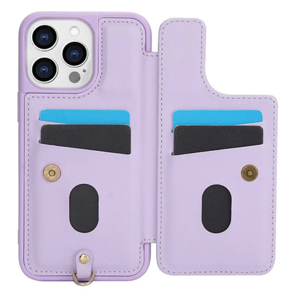 SY-001 For iPhone 16 Pro Max Case Card Slots Leather Coated TPU Flower Phone Cover