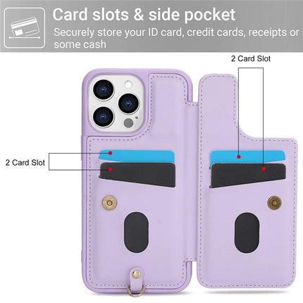 SY-001 For iPhone 16 Pro Max Case Card Slots Leather Coated TPU Flower Phone Cover