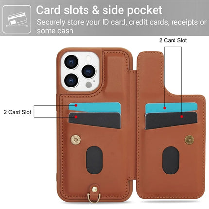 SY-001 For iPhone 16 Pro Max Case Card Slots Leather Coated TPU Flower Phone Cover