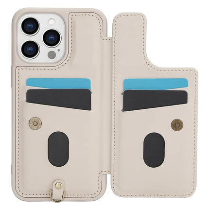 SY-001 For iPhone 16 Pro Case Card Slots Leather Coated TPU Flower Phone Cover