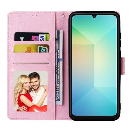 For Samsung Galaxy A06 Case RFID Blocking Flower Leather Phone Cover