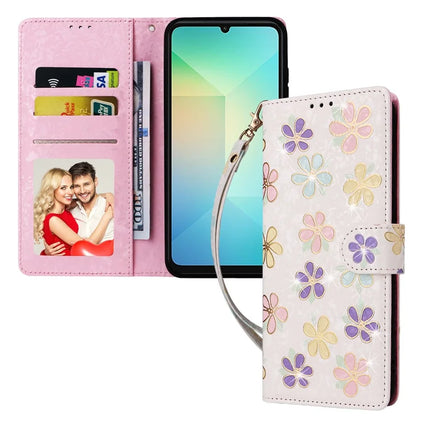 For Samsung Galaxy A06 Case RFID Blocking Flower Leather Phone Cover