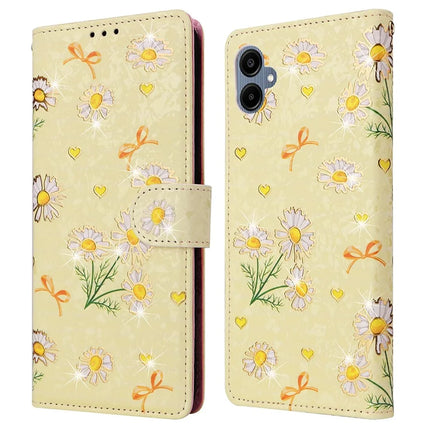 For Samsung Galaxy A06 Case RFID Blocking Flower Leather Phone Cover - Yellow Daisy