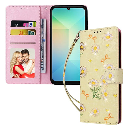 For Samsung Galaxy A06 Case RFID Blocking Flower Leather Phone Cover