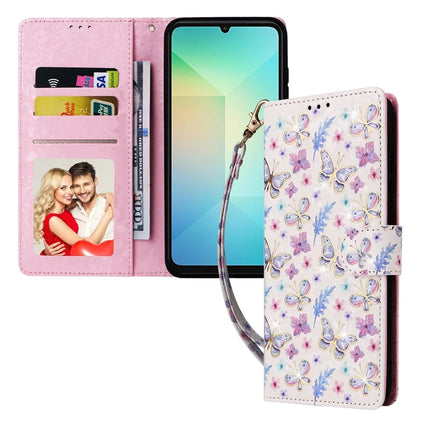 For Samsung Galaxy A06 Case RFID Blocking Flower Leather Phone Cover