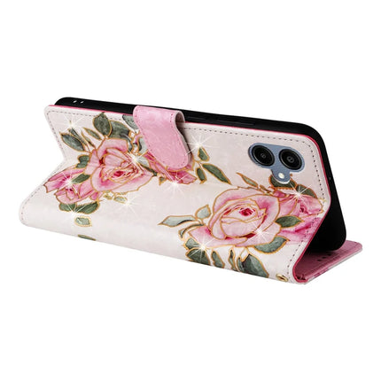 For Samsung Galaxy A06 Case RFID Blocking Flower Leather Phone Cover