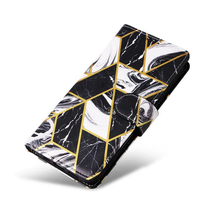 For Samsung Galaxy A06 Case Lacquered Marble Pattern Leather Phone Cover