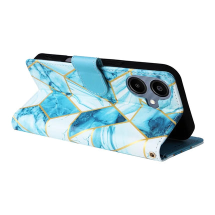 For Samsung Galaxy A06 Case Lacquered Marble Pattern Leather Phone Cover