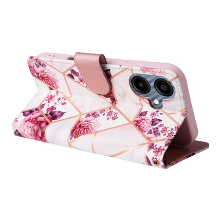 For Samsung Galaxy A06 Case Lacquered Marble Pattern Leather Phone Cover