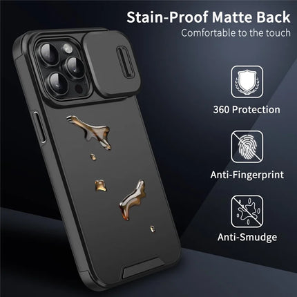 For iPhone 16 Pro Max Case PC+TPU Shell with Slide Camera Phone Cover
