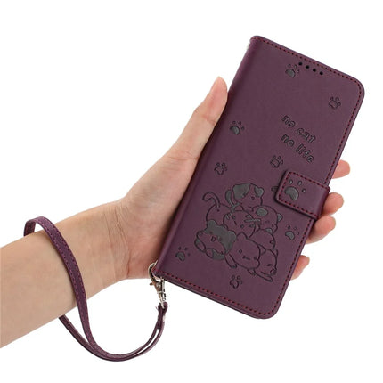 For Honor 200 Pro 5G Case with Strap Cats Imprint Leather Wallet Phone Cover