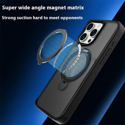 For iPhone 16 Pro Max Case Compatible with MagSafe PC+TPU Ring Kickstand Cell Phone Cover