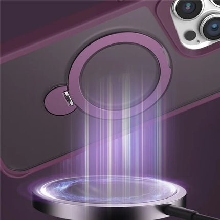 For iPhone 16 Pro Max Case Compatible with MagSafe PC+TPU Ring Kickstand Cell Phone Cover