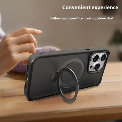 For iPhone 16 Pro Max Case Compatible with MagSafe PC+TPU Ring Kickstand Cell Phone Cover