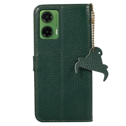 For Motorola Moto G35 5G Case RFID Blocking Litchi Texture Genuine Cow Leather Phone Cover
