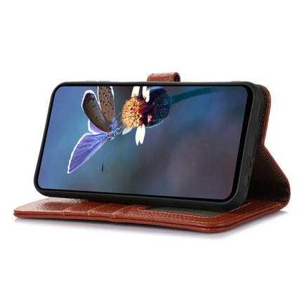 For Motorola Moto G35 5G Case RFID Blocking Litchi Texture Genuine Cow Leather Phone Cover