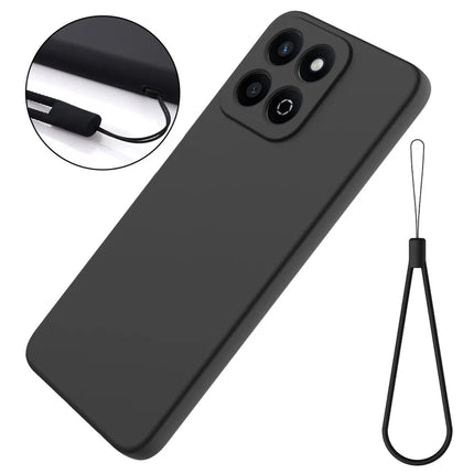 For Honor X7c 4G / 200 Smart 5G Case Liquid Silicone Anti-Scratch Phone Cover with Hand Strap