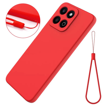For Honor X7c 4G / 200 Smart 5G Case Liquid Silicone Anti-Scratch Phone Cover with Hand Strap