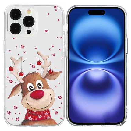 For iPhone 16 Pro Max Case Christmas Pattern Print Soft TPU Phone Protector - Deer