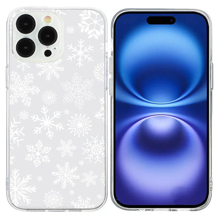 For iPhone 16 Pro Max Case Christmas Pattern Print Soft TPU Phone Protector - Snowflake