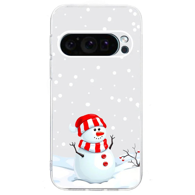 For Google Pixel 9 / 9 Pro Case Christmas Pattern Print Soft TPU Phone Protector - Snowman