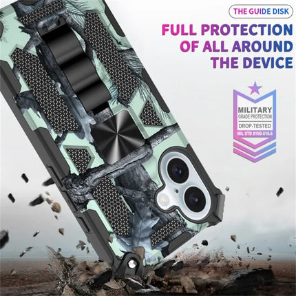 For iPhone 16 Plus Case Kickstand Camouflage Anti-Drop TPU+PC Phone Cover