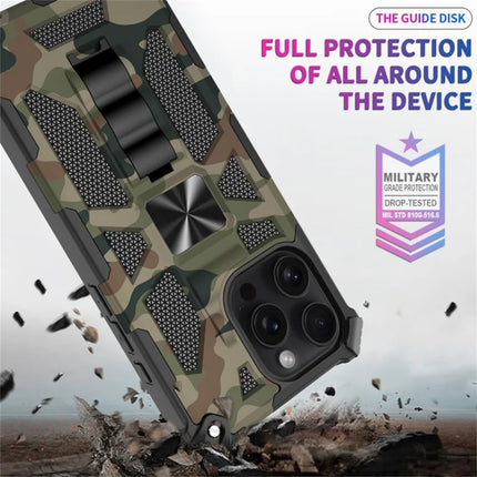 For iPhone 16 Pro Max Case Kickstand Camouflage Anti-Drop TPU+PC Phone Cover