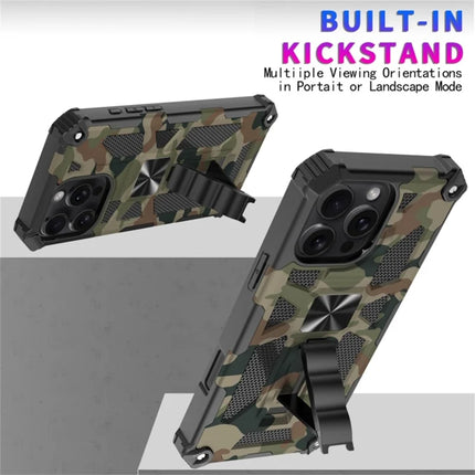 For iPhone 16 Pro Max Case Kickstand Camouflage Anti-Drop TPU+PC Phone Cover