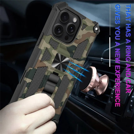 For iPhone 16 Pro Max Case Kickstand Camouflage Anti-Drop TPU+PC Phone Cover