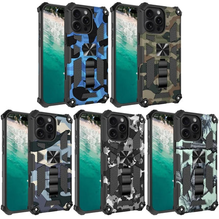 For iPhone 16 Pro Max Case Kickstand Camouflage Anti-Drop TPU+PC Phone Cover