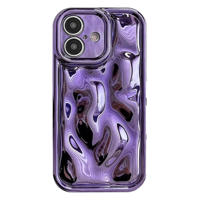 For iPhone 16 Plus Case Electroplated TPU Shell Meteorite Texture Phone Cover - Purple