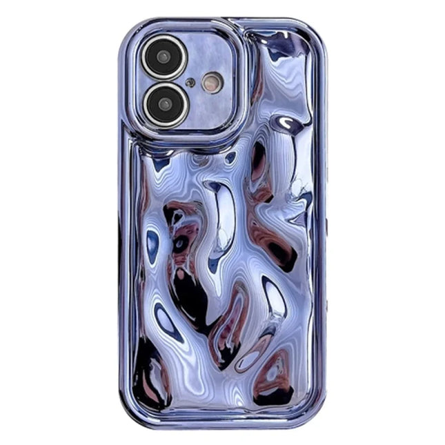 For iPhone 16 Plus Case Electroplated TPU Shell Meteorite Texture Phone Cover - Blue