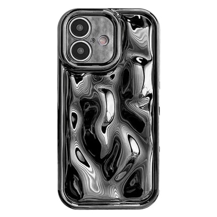 For iPhone 16 Plus Case Electroplated TPU Shell Meteorite Texture Phone Cover - Black