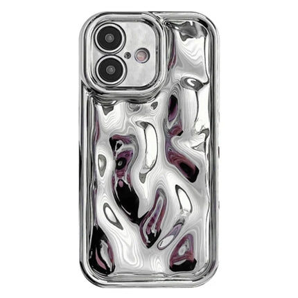 For iPhone 16 Plus Case Electroplated TPU Shell Meteorite Texture Phone Cover - Silver