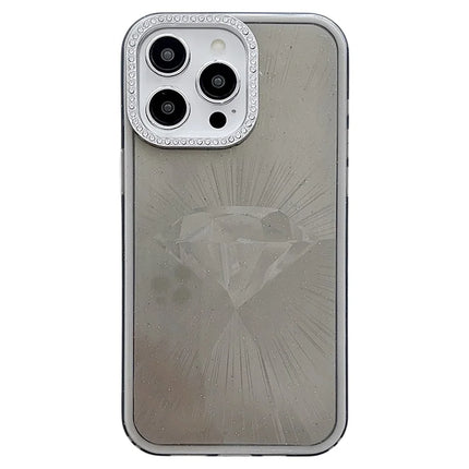 For iPhone 16 Pro Max Case IMD Diamond Pattern TPU+PC Shockproof Phone Cover - Black