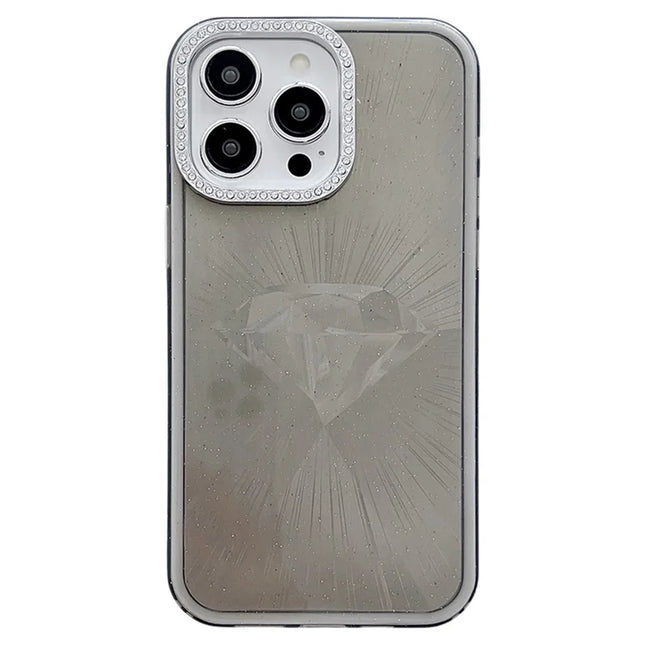 For iPhone 16 Pro Max Case IMD Diamond Pattern TPU+PC Shockproof Phone Cover - Black