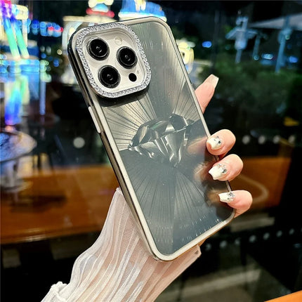 For iPhone 16 Pro Max Case IMD Diamond Pattern TPU+PC Shockproof Phone Cover