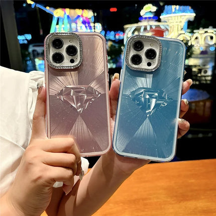 For iPhone 16 Pro Max Case IMD Diamond Pattern TPU+PC Shockproof Phone Cover