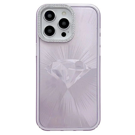 For iPhone 16 Pro Max Case IMD Diamond Pattern TPU+PC Shockproof Phone Cover - Purple
