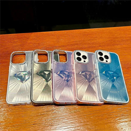 For iPhone 16 Pro Max Case IMD Diamond Pattern TPU+PC Shockproof Phone Cover
