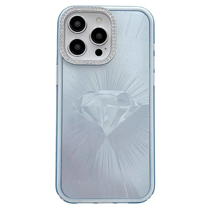 For iPhone 16 Pro Max Case IMD Diamond Pattern TPU+PC Shockproof Phone Cover - Blue