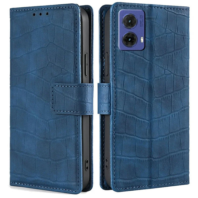 For Motorola Moto G85 5G / S50 Neo 5G Case Crocodile Texture PU Leather Phone Cover - Blue