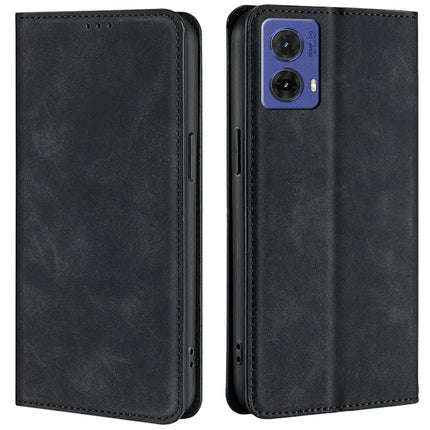 For Motorola Moto G85 5G / S50 Neo 5G Wallet Case PU Leather Magnetic Closing Phone Cover - Black